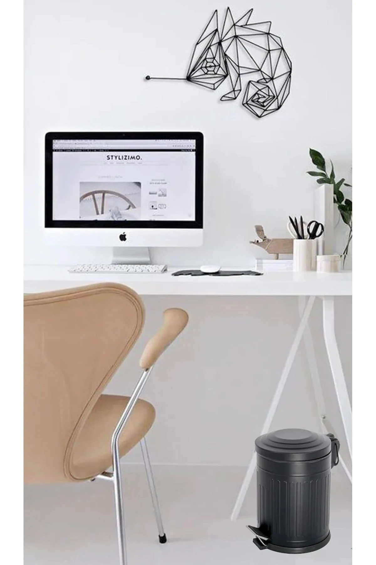 Vintage Serisi Amortisör Kapaklı 3 Litre Vintage Siyah Çöp Kovası Pedallı Banyo Mutfak Tuvalet