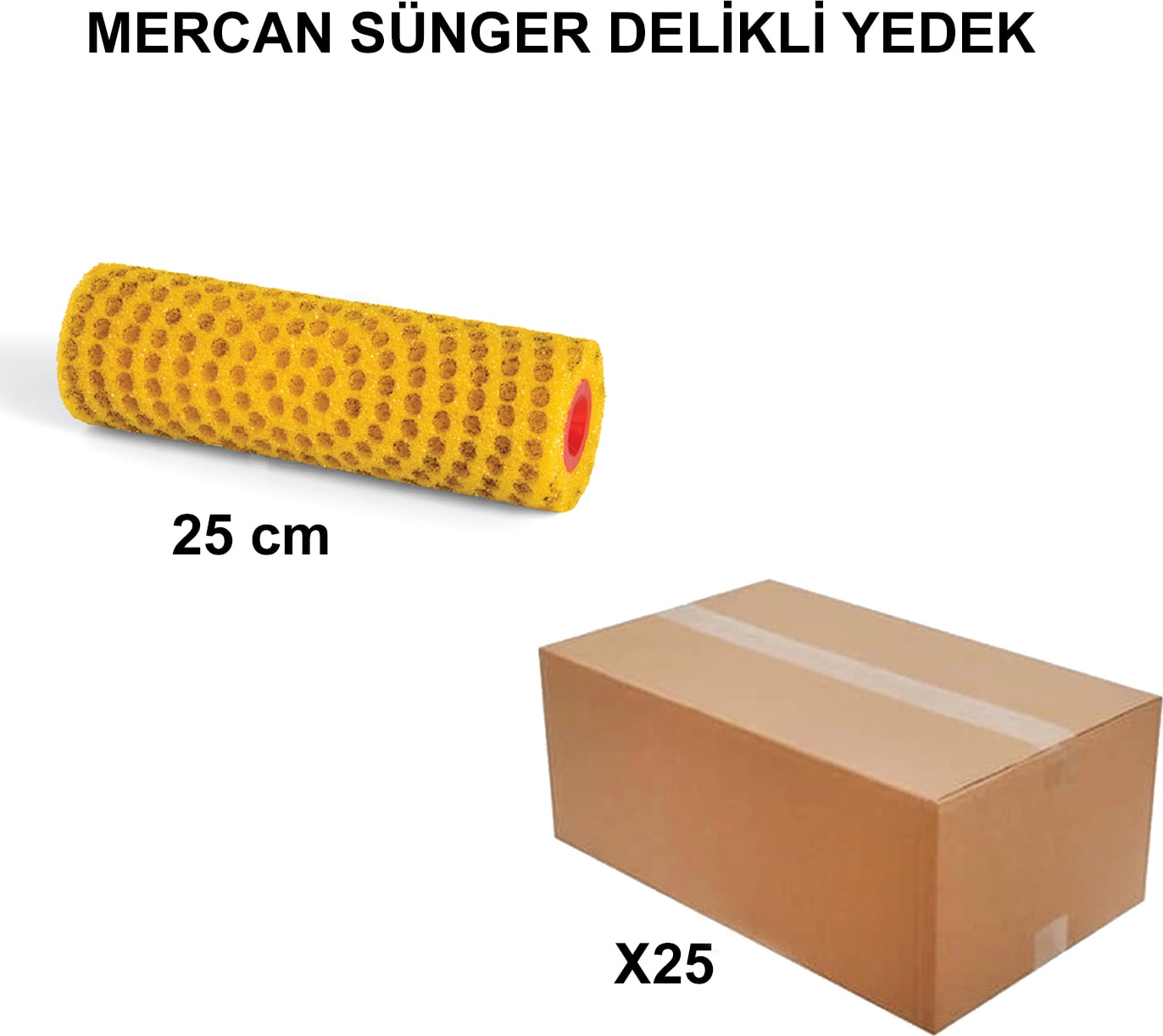 İZMİR FIRÇA Izmir Fırça Arge Toptan Mercan Sünger Delikli Rulo Yedek 25 Cm-25 Adet 013155