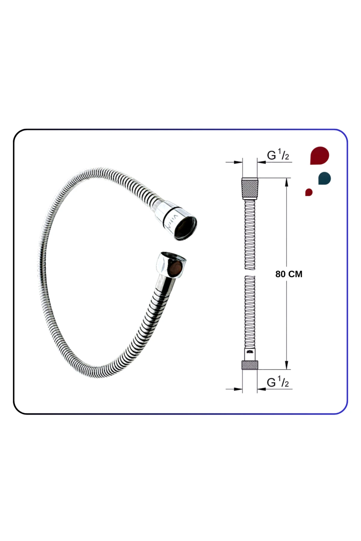 A3246201YP Gr. Spiral R1/2 L=80 Cm Kolon Duşlar İçin