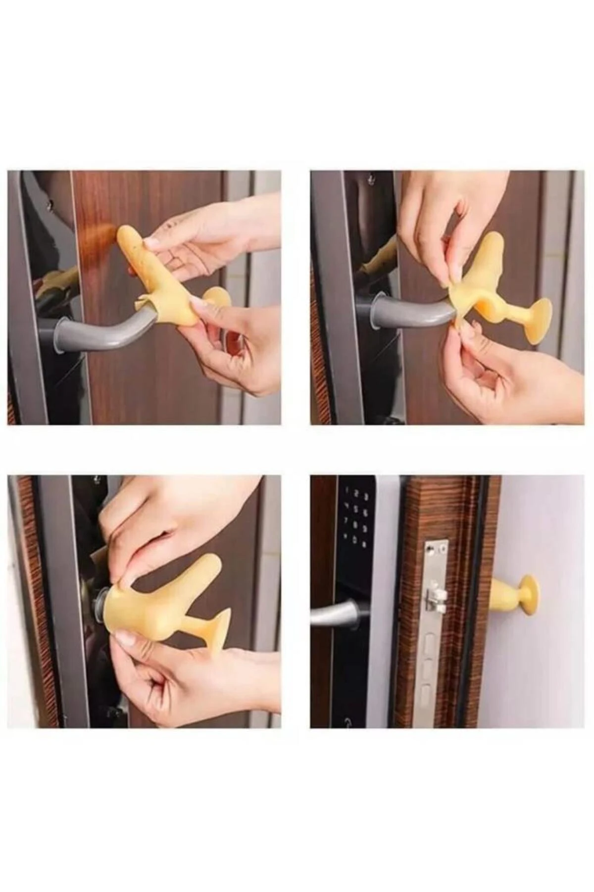 2 Adet Gri Renk Silikon Kapı Kolu Stoperi Pencere Tutucu Stoper Duvar Koruyucu