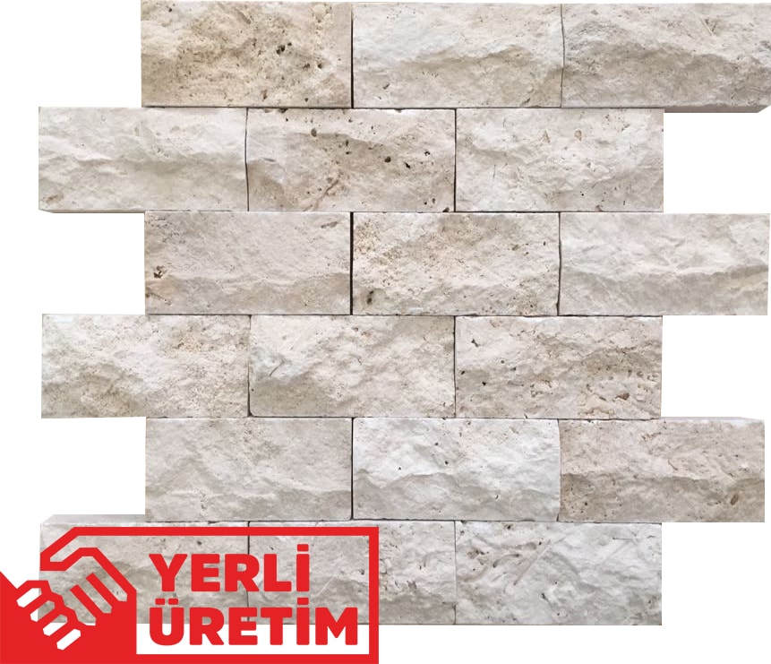 5X10Cm Klasik Doğal Taş Traverten Patlatma Mozaik Duvar Kaplama