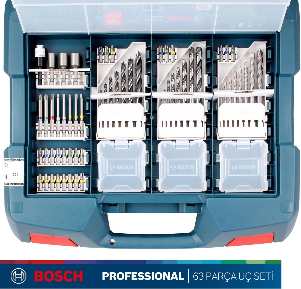 BOSCH Gsb 18V-21 Akülü Darbeli Vidalama 2AH ve 63 Parça Aksesuar Seti