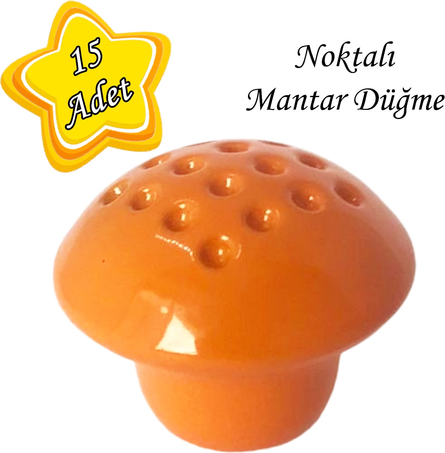 15 Adet Turuncu Noktalı Mantar Düğme Kulp Çocuk Bebek Mobilya Çekmece Dolap Kapak Kulbu Metal Kulp Aksesuarları Vidalı