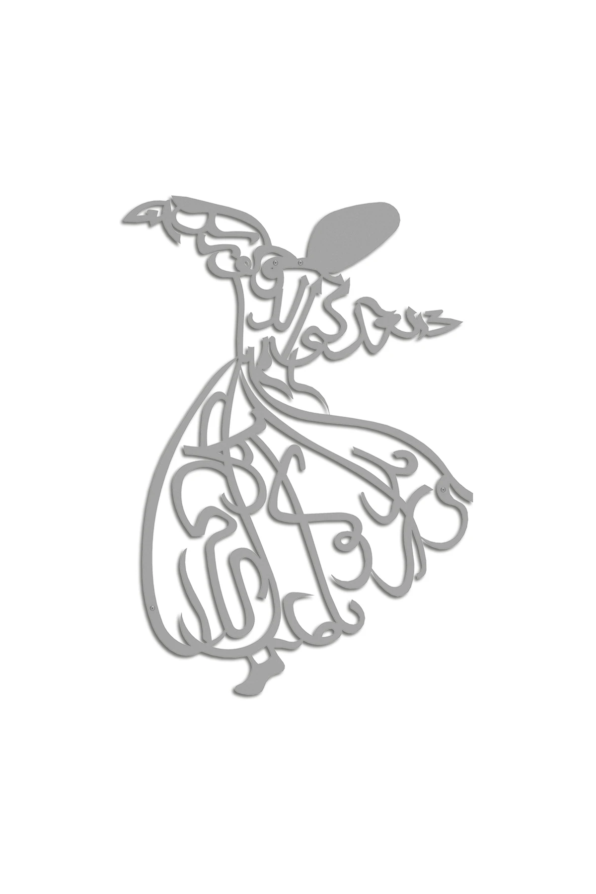 Semazen Metal Islami Duvar Tablosu - Dini Duvar Tabloları - Gümüş Renk - Mevlana Tablo - Wam025