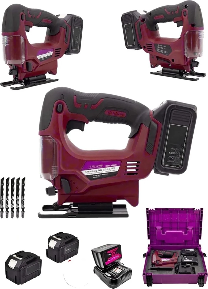 Alman 9820RP Şajlı 2 Akülü Dekupaj Testere Jig Testere Makinası Akülü Kömürsüz Bakır Motor 10 Pilli