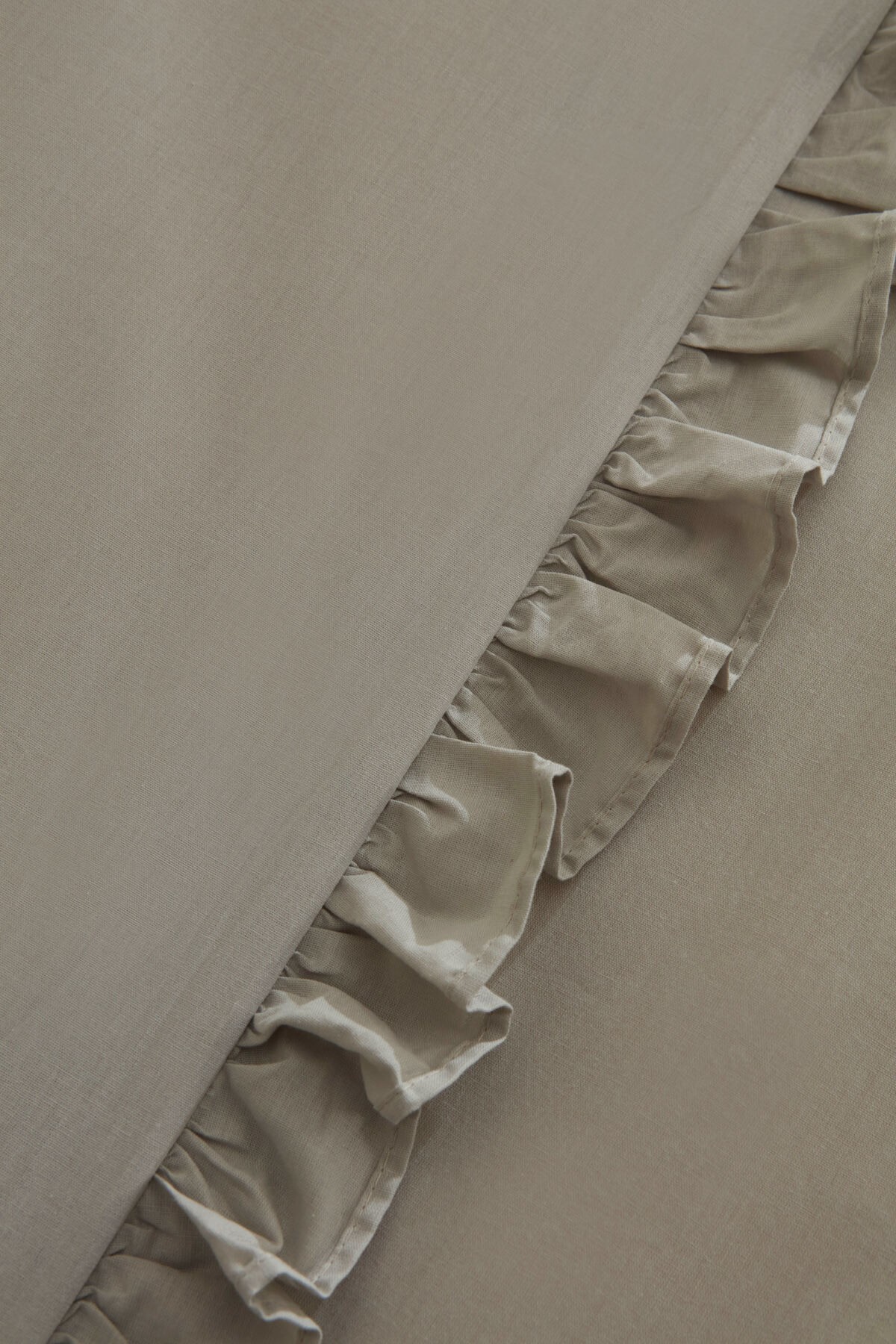 Pure Ruffle %100 Pamuk Çift Kişilik Nevresim Takımı Adaçayı
