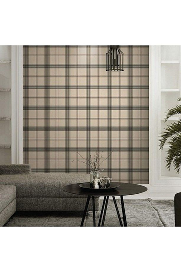 Alfa Burberry Çizgili Kareli Desen Duvar Kağıdı Non-woven Kağıt Taban Vinil Kaplı(3714-3)