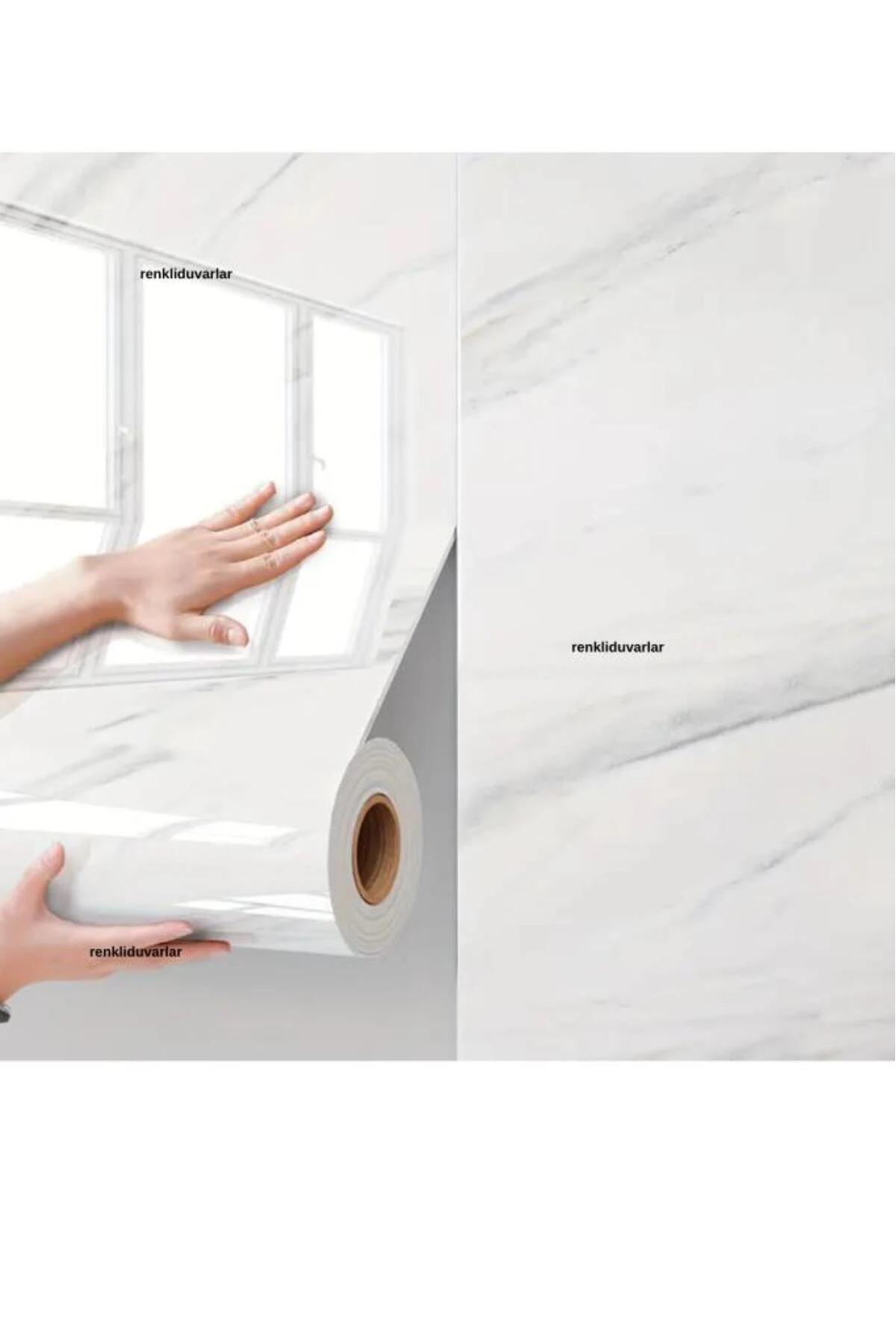 60cmx280cm Rulo 1 Adet Beyaz Mermer Desenli Banvo Salon Wc Yapışkanlı Duvar Paneli Kağıd Bs1751ı