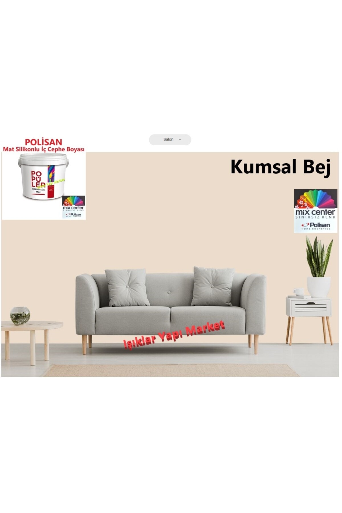 POLİSAN Popüler Silikonlu-iç Cephe Duvar Boyası--kumsal Beji