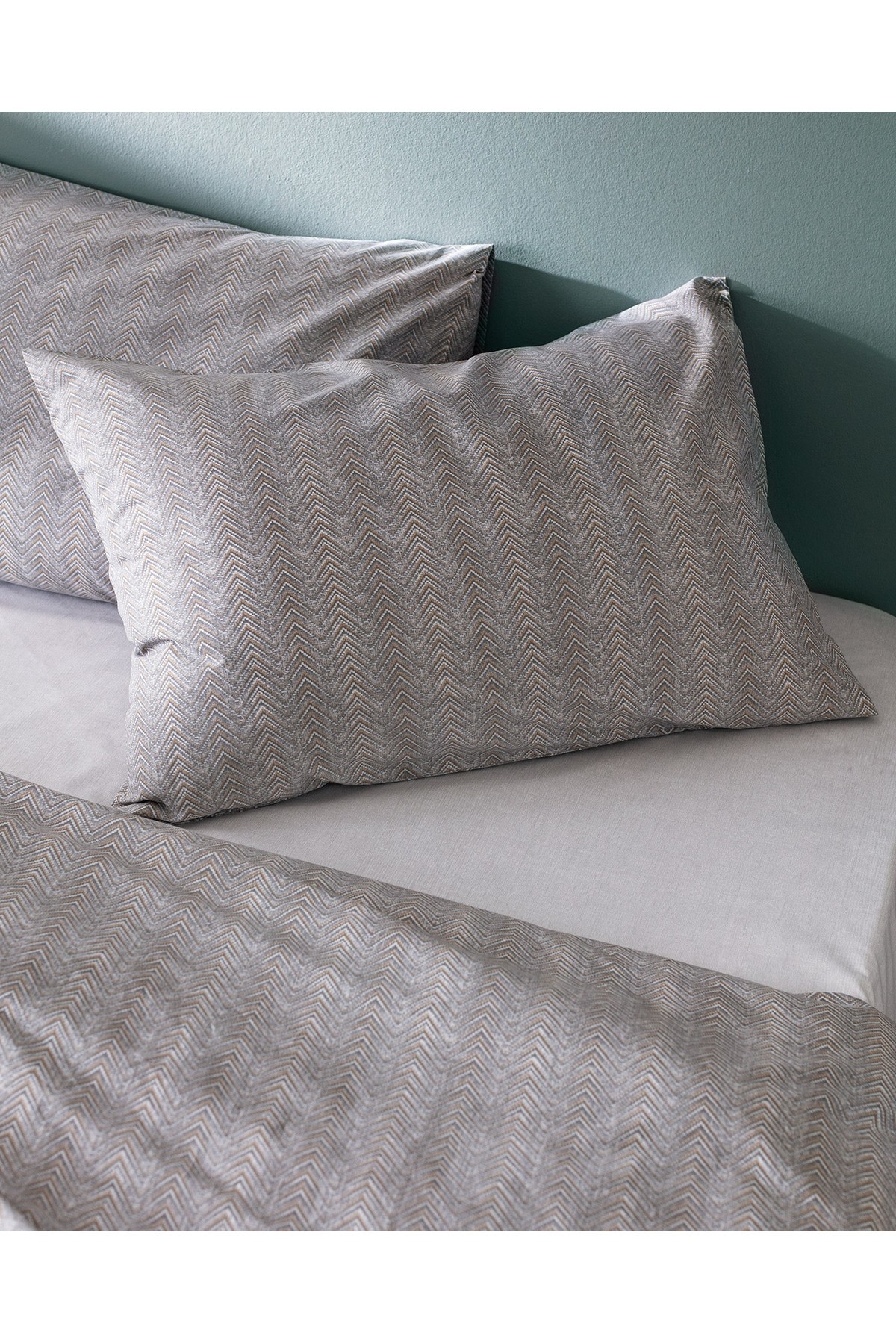 Bailey King Size %100 Pamuk Ranforce Baskılı Nevresim Takımı - Gri