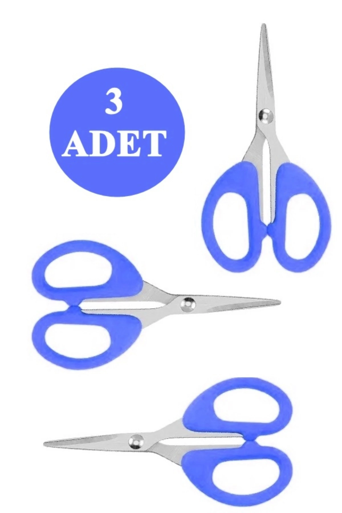 3 Adet Mavi Ofis Kırtasiye Makası Çok Amaçlı Makas 10Cm Mini Makas Kağıt El İşi Makası XS001