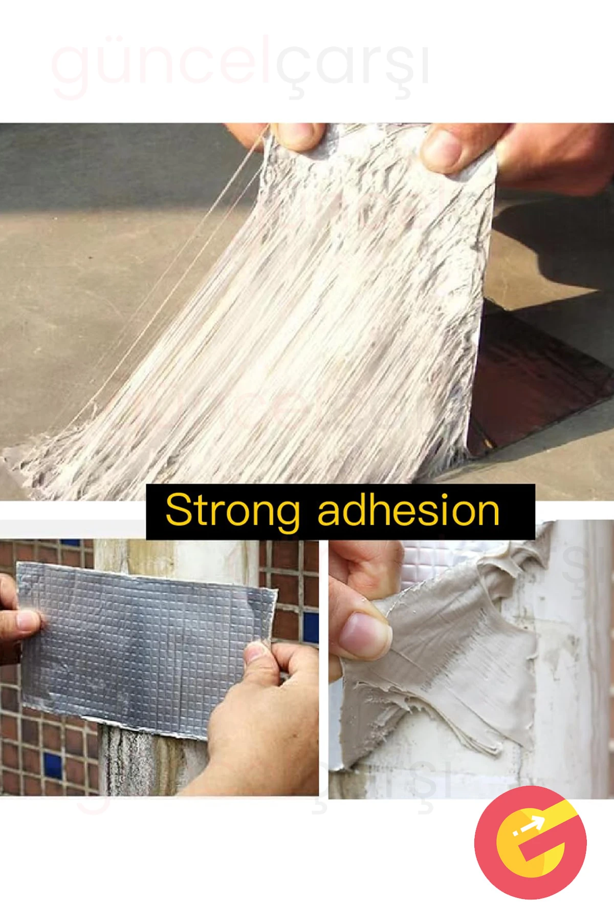 Alüminyum Folyo Kauçuk Bant 5mt Yüksek Sıcaklığa Dayanan Su Geçirmez Çatı Boru Duvar