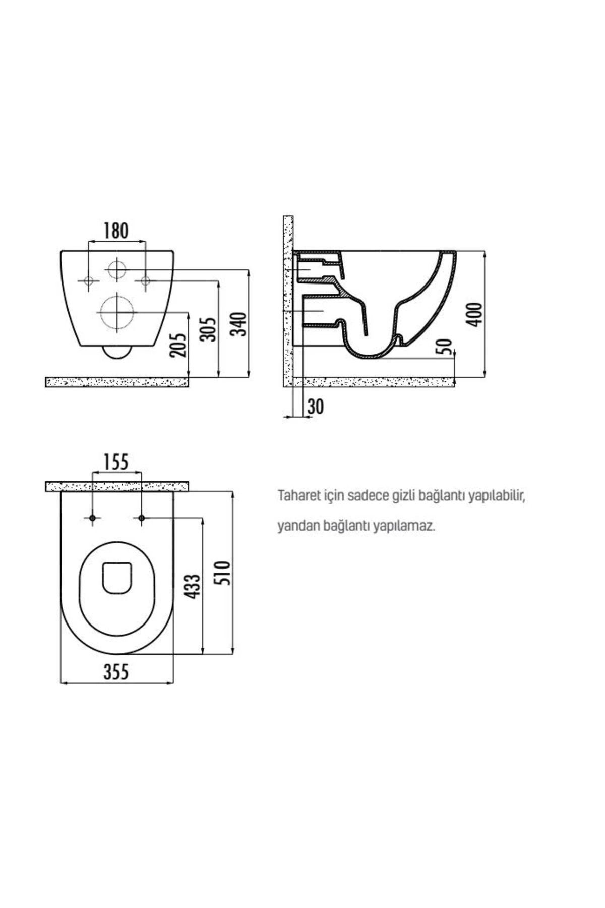 Free Rim-Off Kanalsız Asma Klozet +Yavaş Kapanan PP Kapak