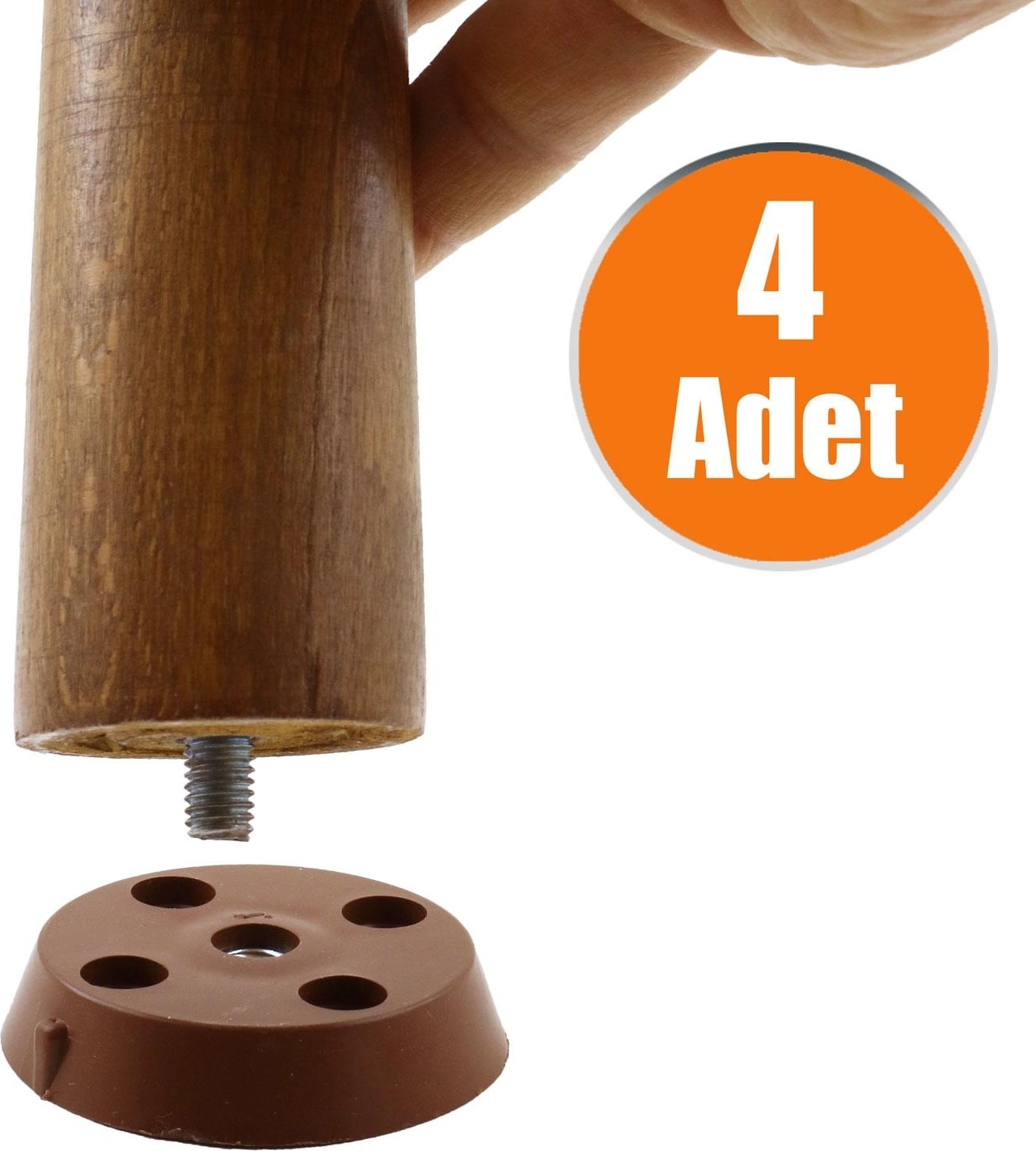 Mobilya Masa Sehpa Ayağı Bağlantı Aparatı Düz Ayak Tabanı Kahverengi (4 Adet)