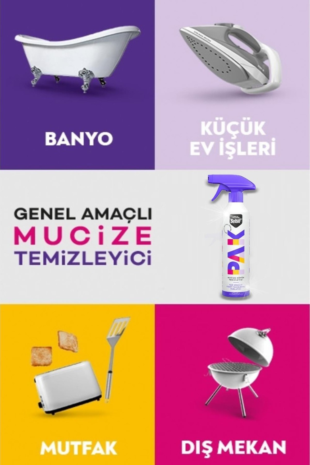 Pak Mucize Temizleyici Köpük Sprey Modeli 4 x 500 ml