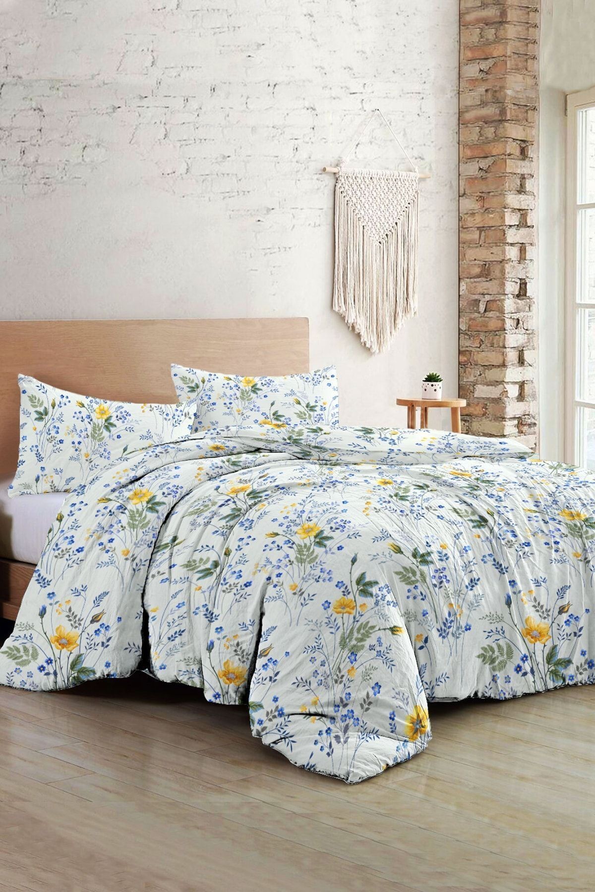 Kıng Sıze Spring Floral Luxury Çift Kişilik Pamuk Saten Nevresim Takımı 220x240cm