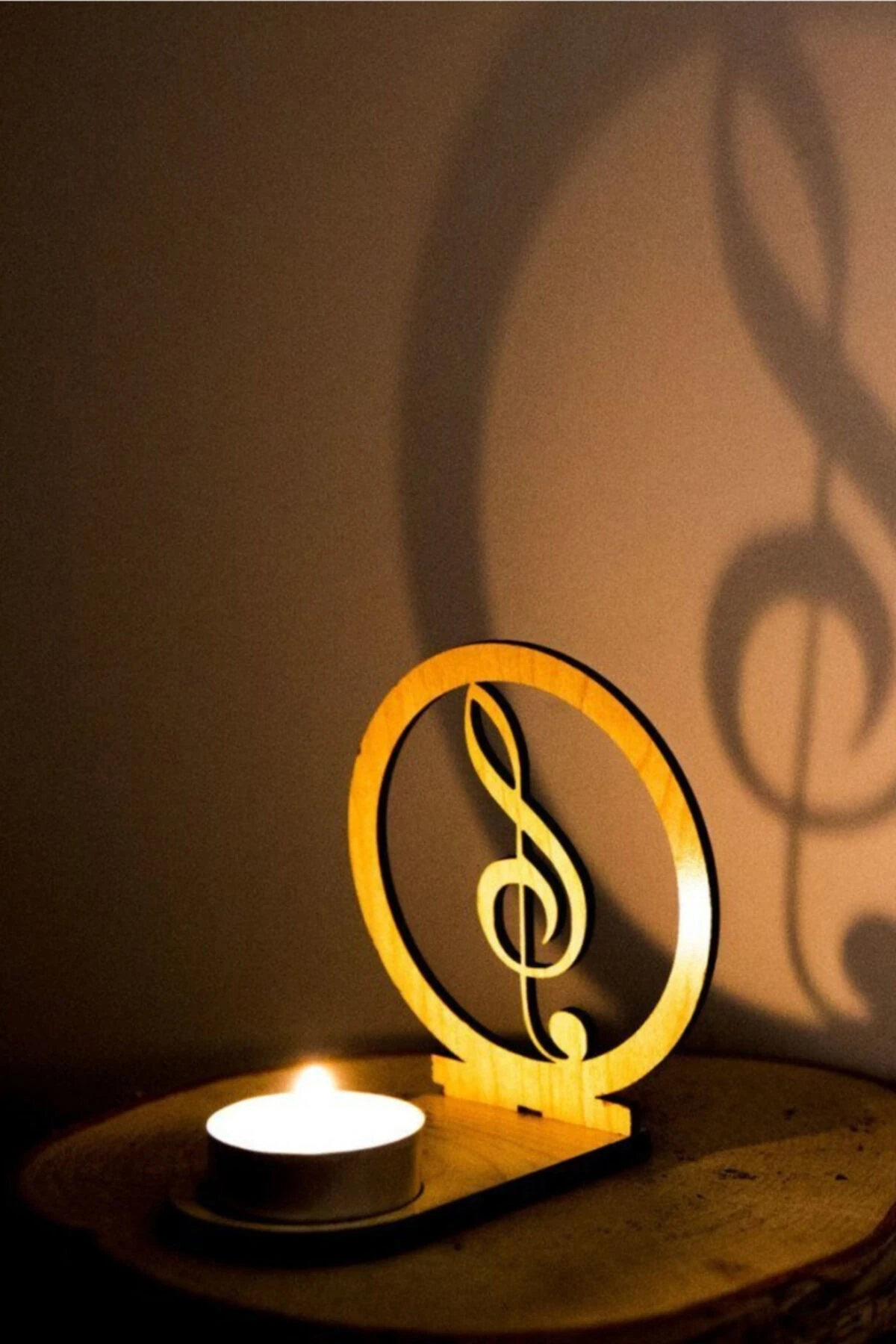 Sol Anahtarı & Müzik Temalı Gölge Mumluk
