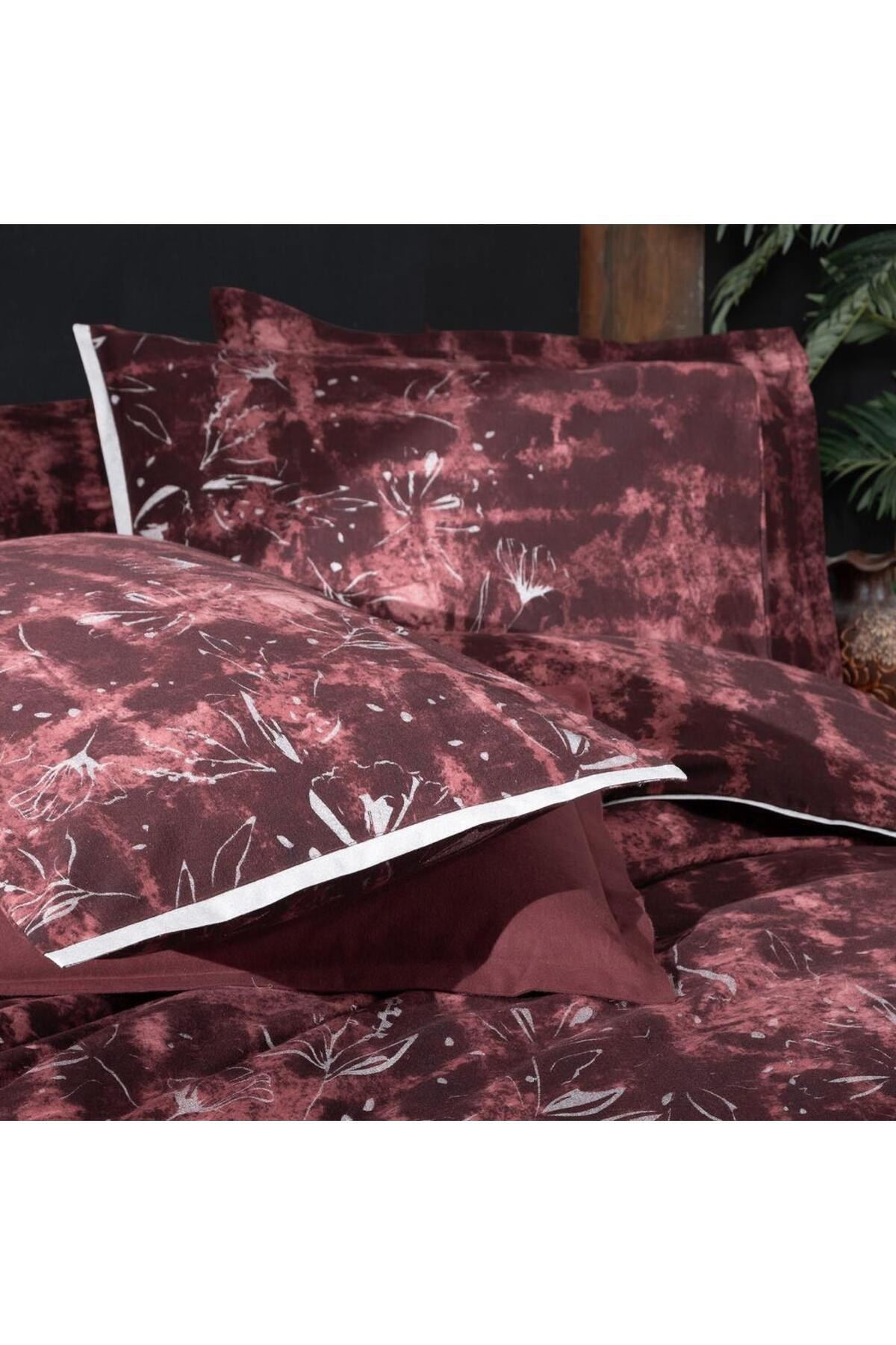 Doryana Tek Kişilik %100 Pamuk Flanel (Pazen) Nevresim Takımı Bordo