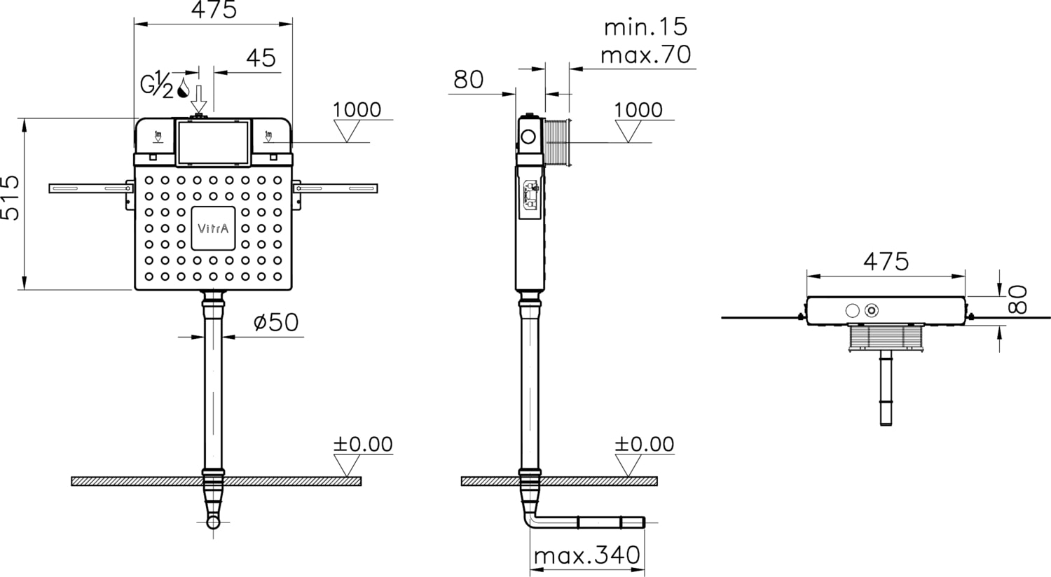 V8 768-1700-01 Gömme Rezervuar, Helataşları için, 3/6 L