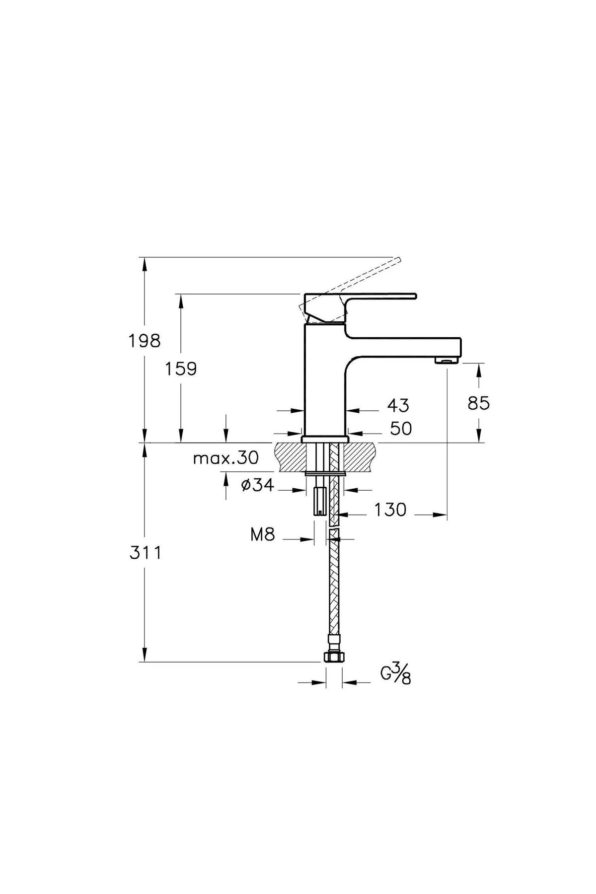 A40775- Q-Line Lavabo Bataryası - Krom