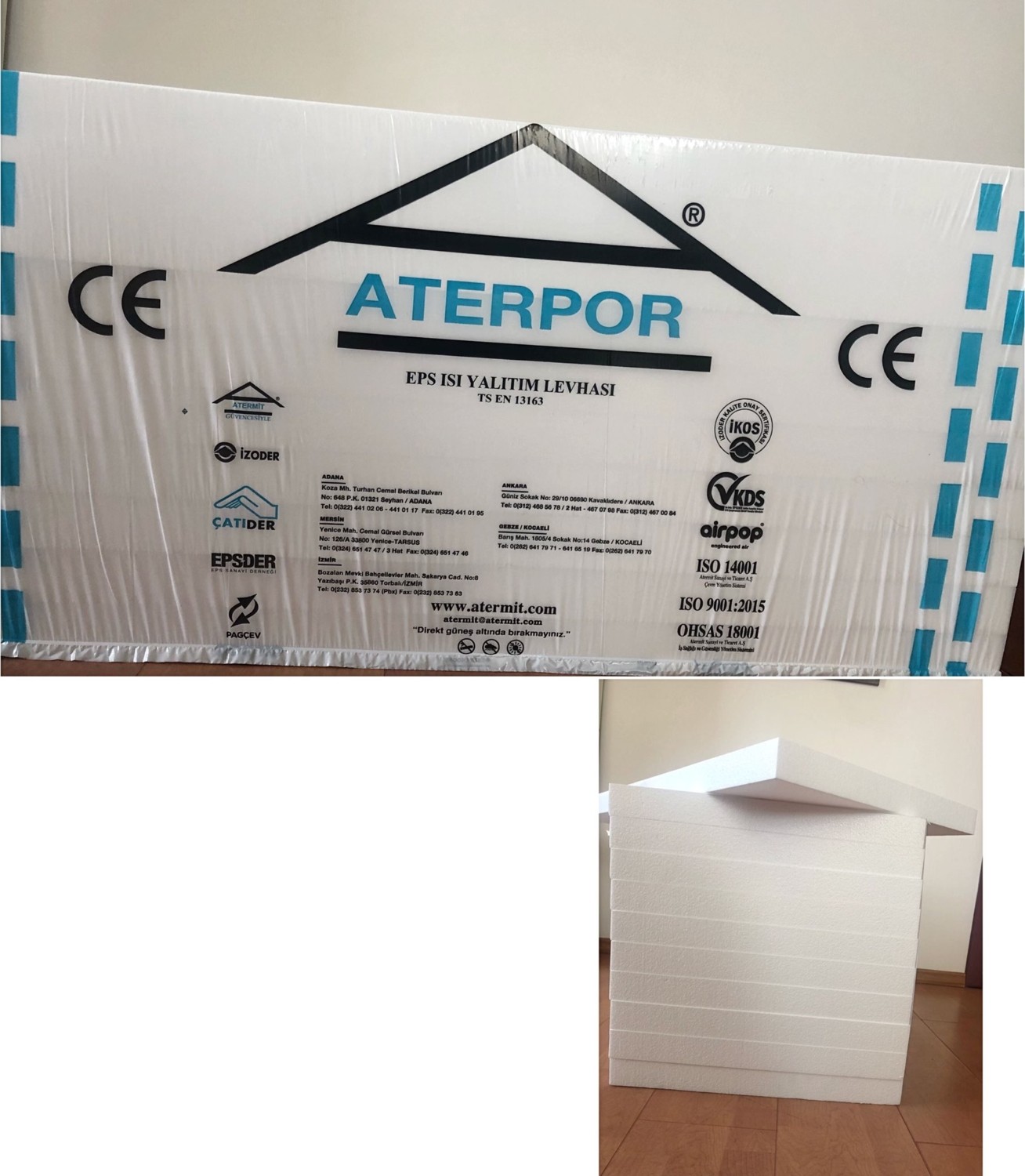 Strafor Beyaz Eps Isı Yalıtım Levhası Mantolama Levhası 3 x 50 x 100 cm