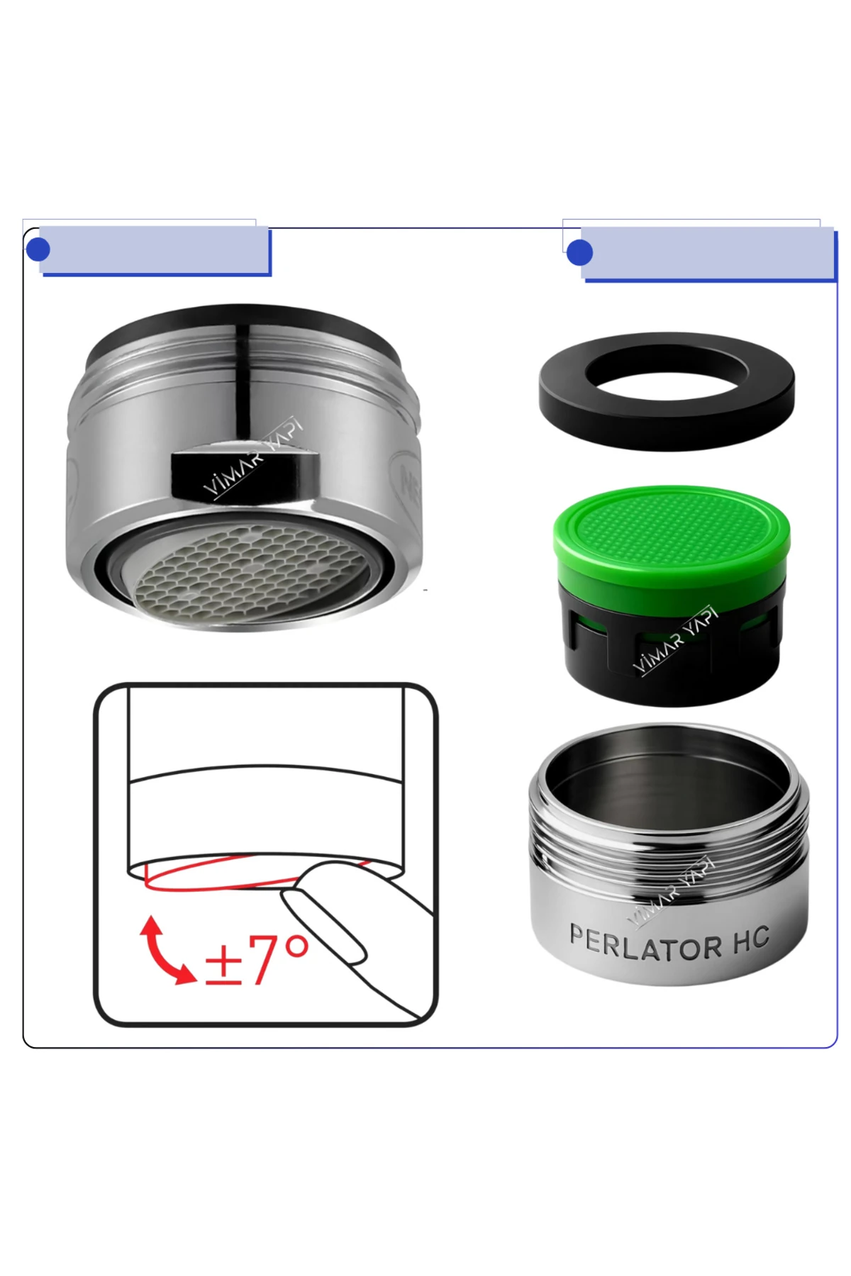 A3262201YP Perlatör. M24X1-Z Neoperl İçten Mafsallı