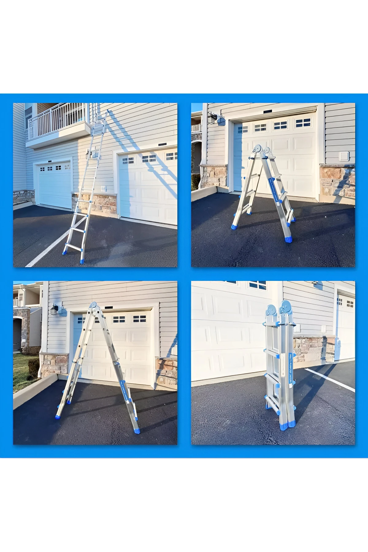 Alüminyum 623 cm Mini Dev Katlanır Uzayan Merdiven (A & I Tipi) | Ev İnşaat Depo Merdiveni