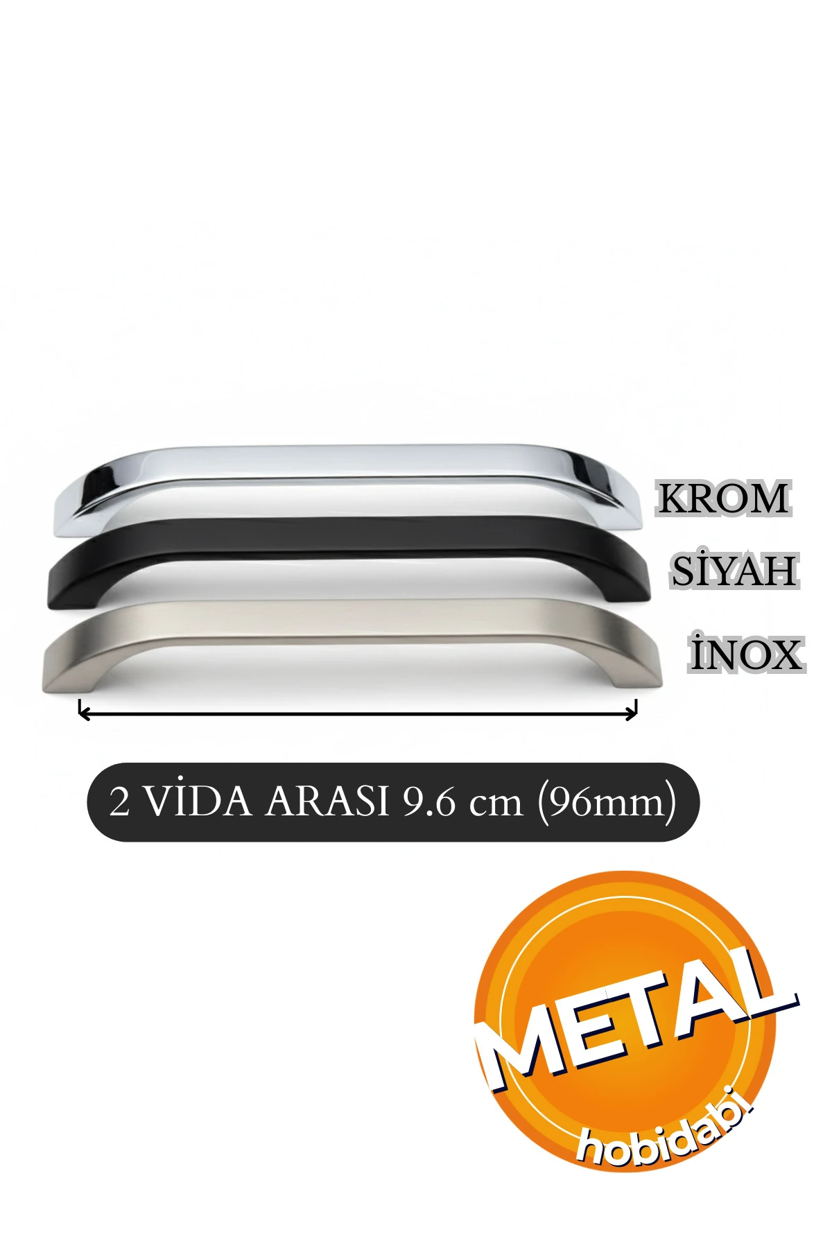 96 mm Metal Göksu Siyah Kulp Tv Ünitesi Kulbu Mobilya Çekmece Vestiyer Mutfak Dolap