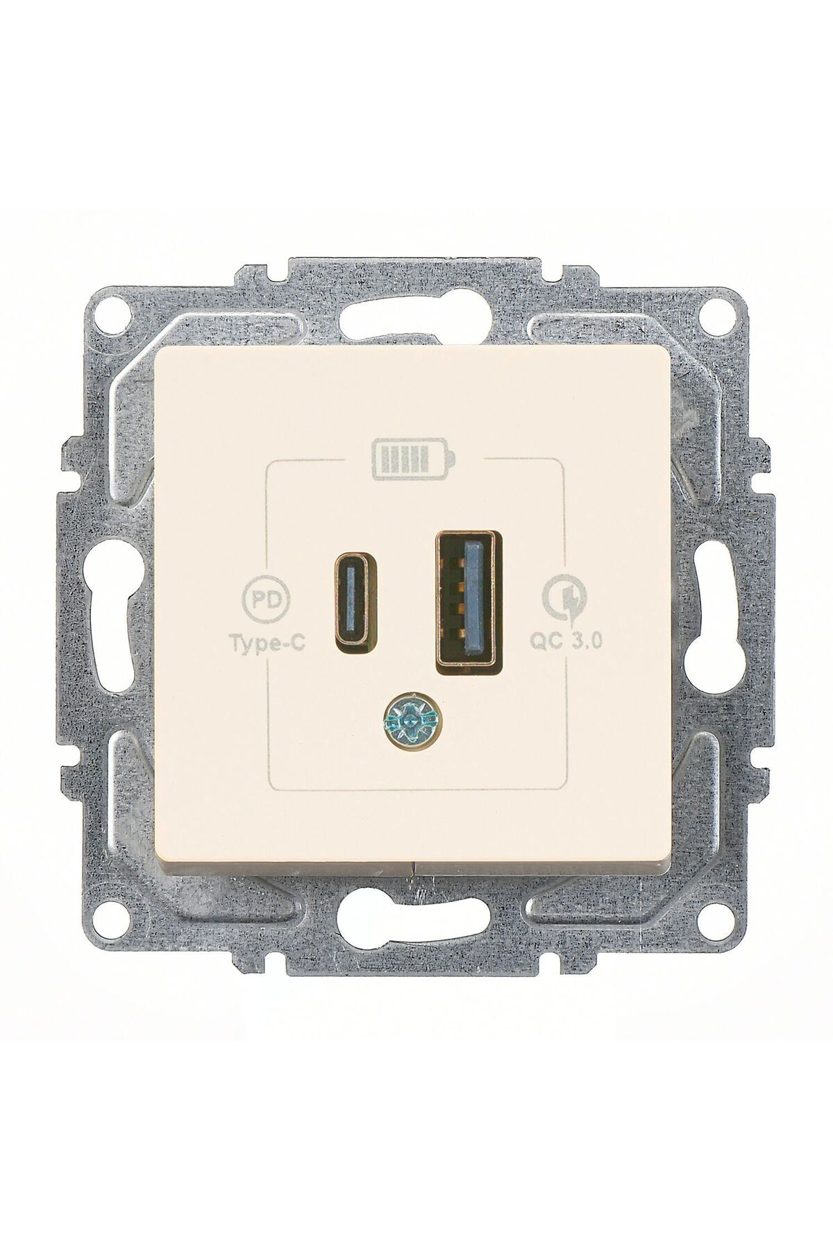 Eqona Krem Şarj Prizi 20W QC3.0 PD Type-C + USB Çift Çıkışlı Mekanizma