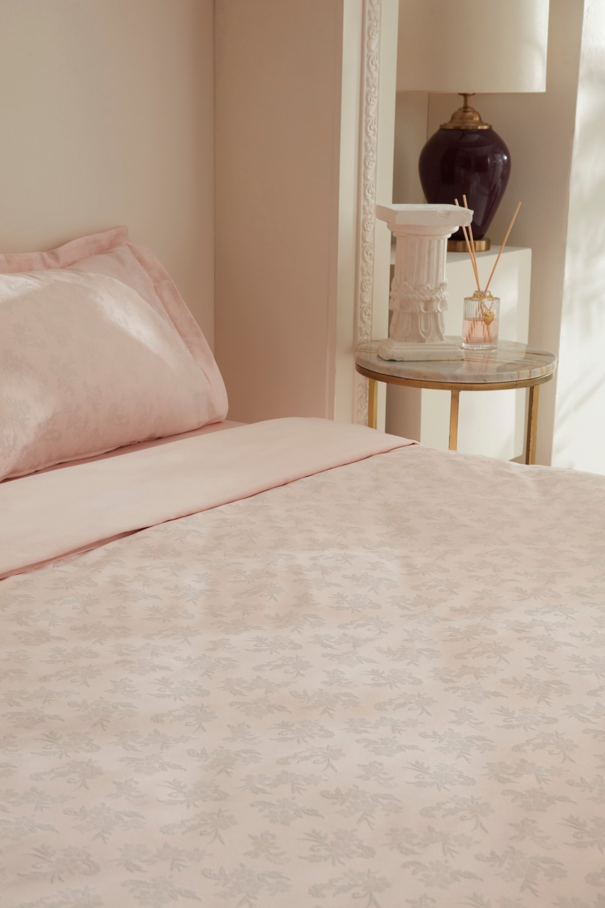 White Collection Viole Çift Kişilik Nevresim Takımı Pudra