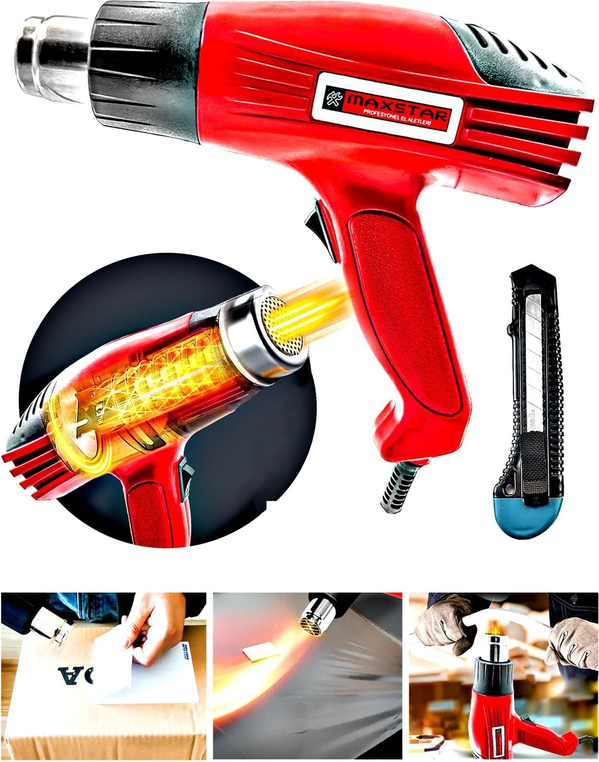 Tekno Trust 2 Yıl Pro Çift Kademeli Termik Koruma Bakır Sargılı 2 Kademeli Isı Ayarlı Sıcak Hava Üfleme Tabanca