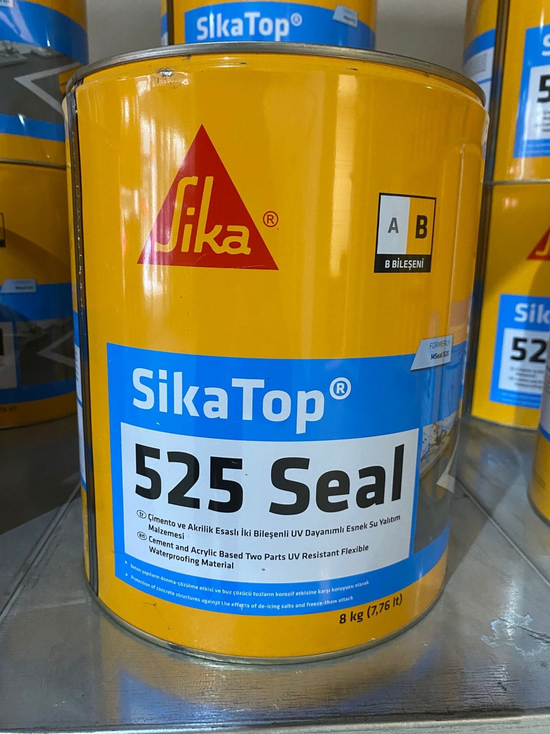 TOP-525SEAL Çimento-Akrilik Iki Bileşen Uv Dayanım Esnek Su Yalıtım Malzeme 33KG (25TOZ+8TENEKE)