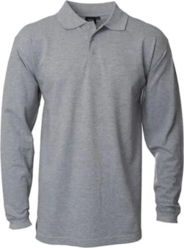 Polo Yaka Gri Uzun Kollo Sweatshirt İş Tişörtü