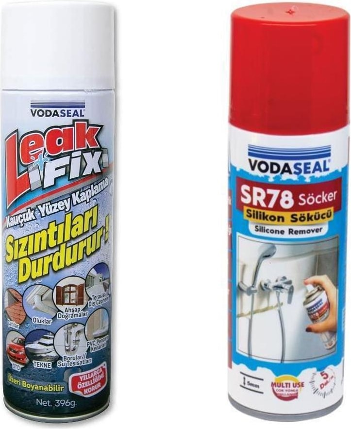 Leak Fix Su Sızdırmaz Sprey Beyaz 396 gr + Silikon Boya Pas Sökücü SR78 200 ml