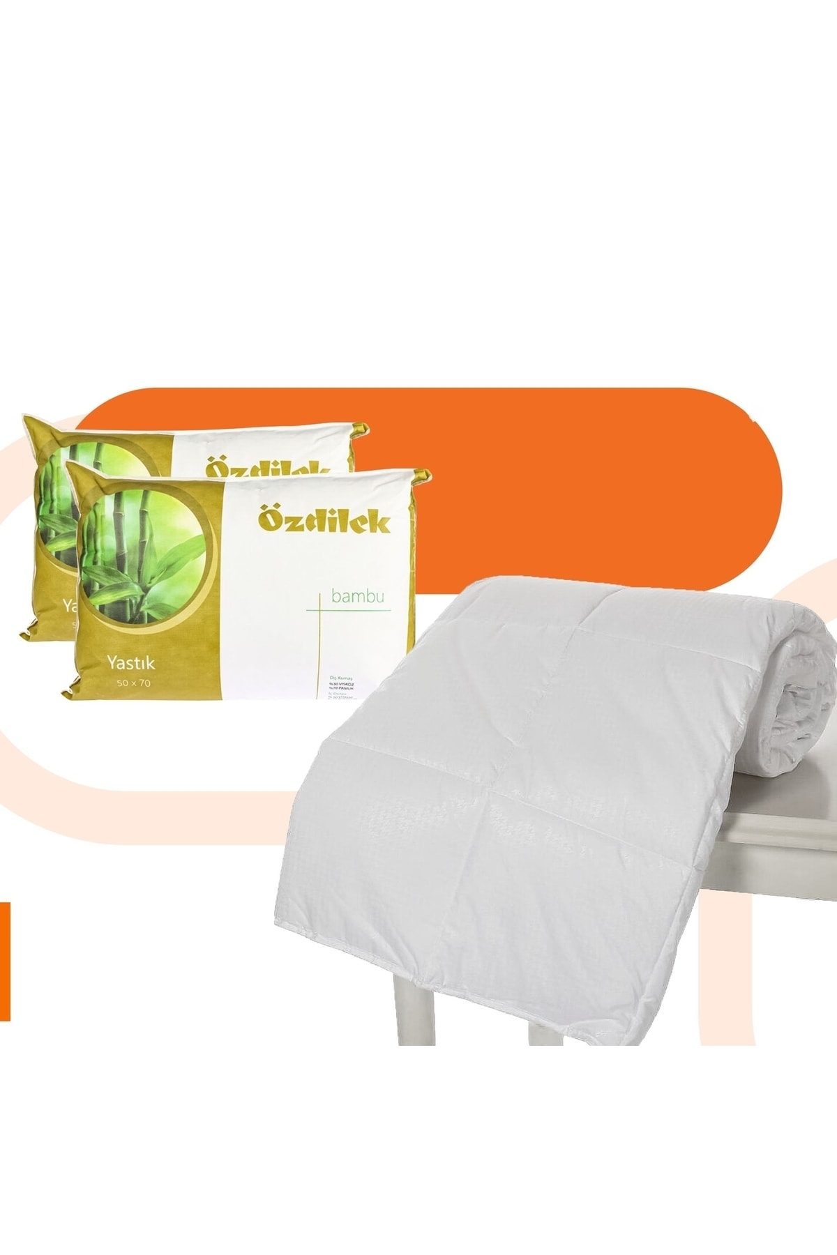 Çift Kişilik Bambu Yorgan 2 Adet Bambu Yastık