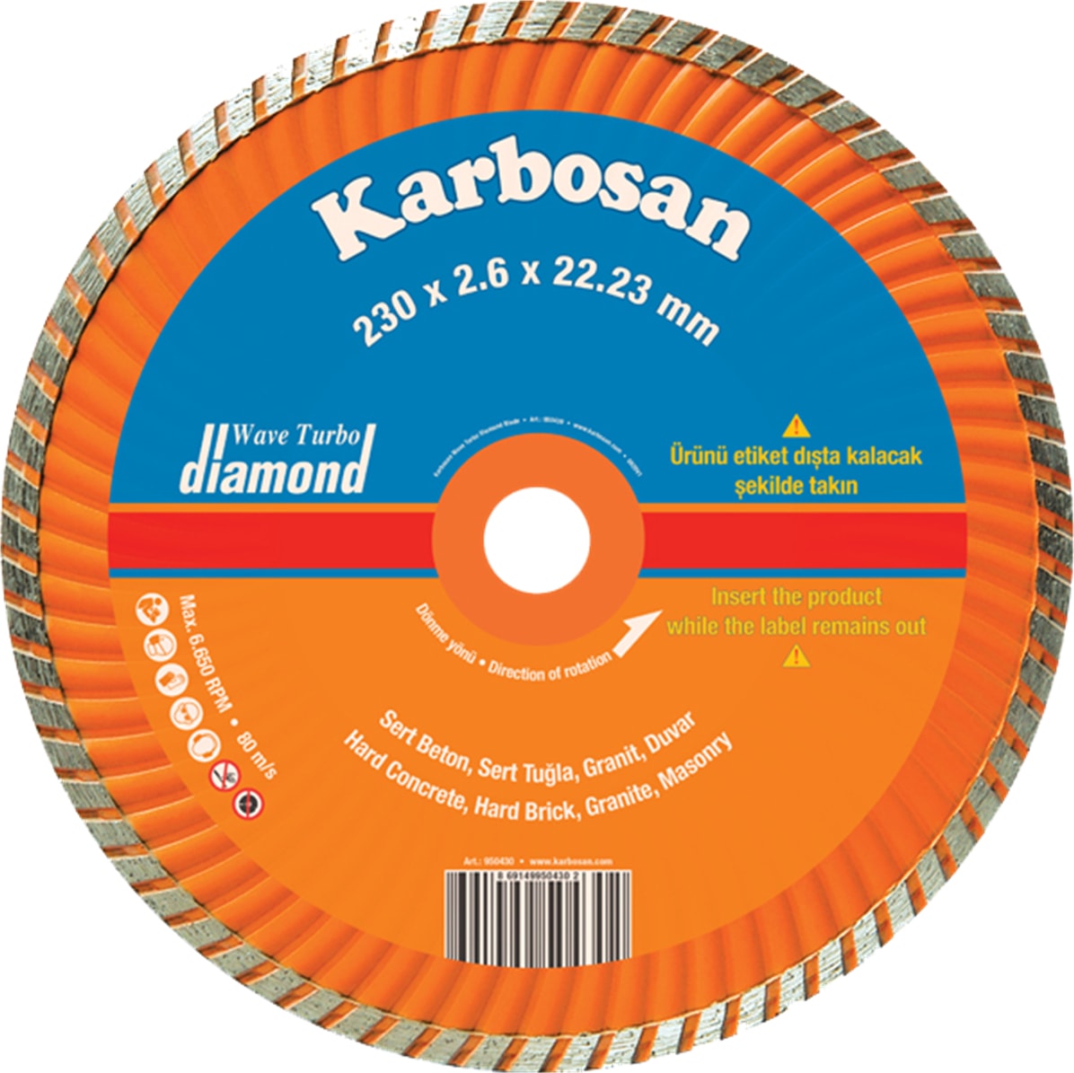 KARBOSAN 115 x 2,2 x 22 Kanallı Turbo Granıt (950410) Ge 925 950410