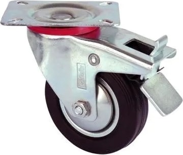 Buğz Servis Tekeri - Tablalı Frenli Siyah Döner - Çap 80 mm