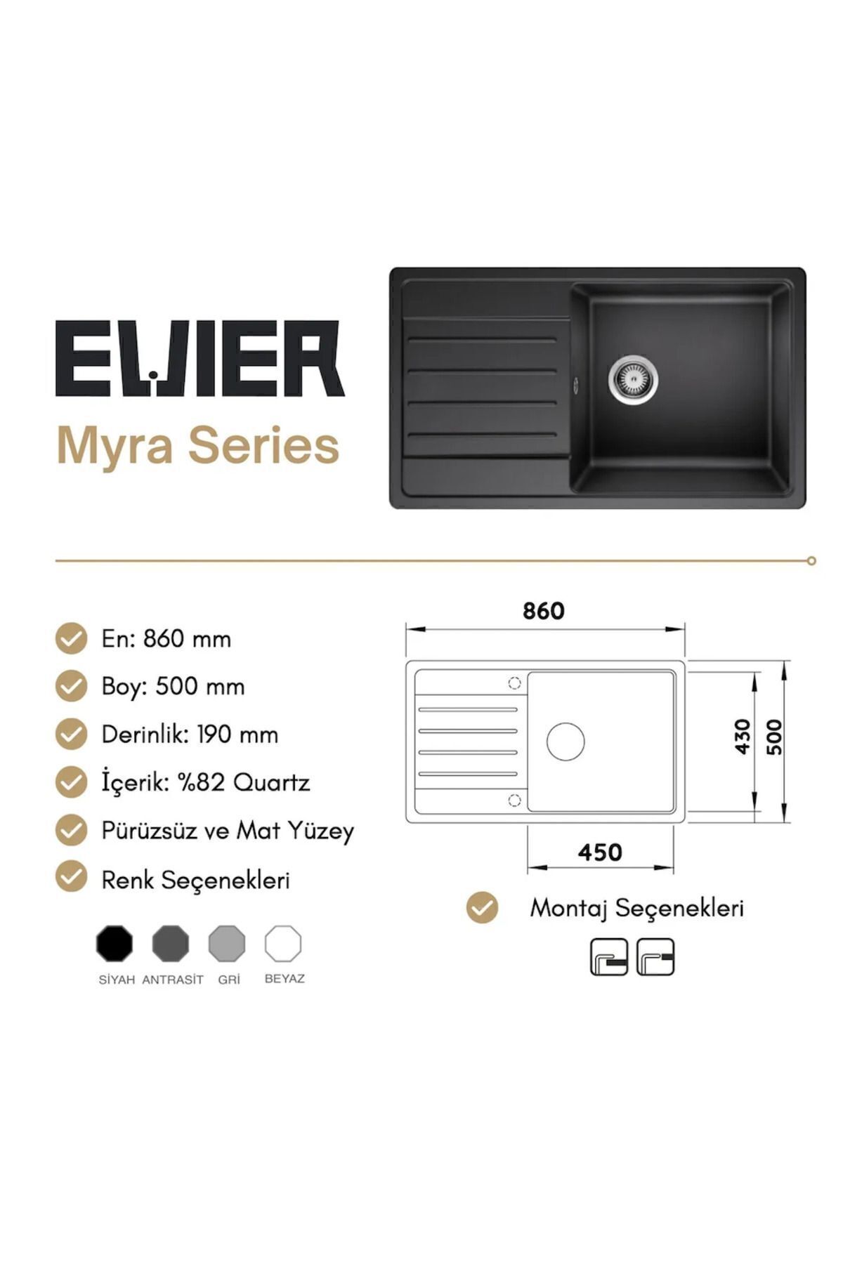 Granit Evye Myra Series White (BEYAZ)