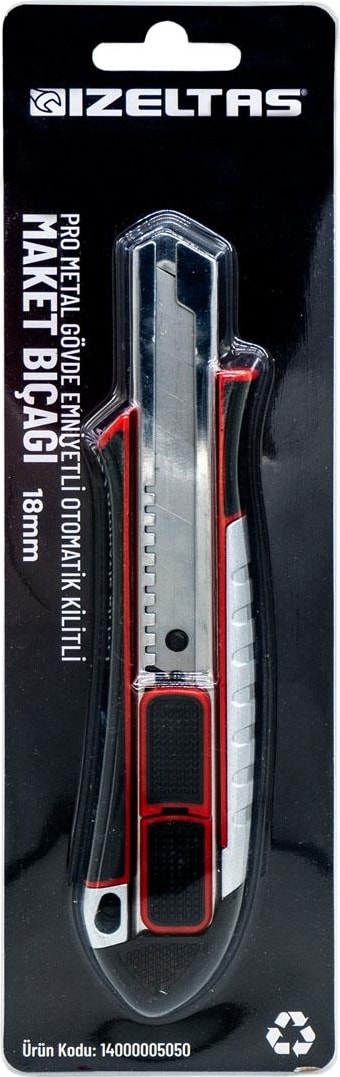 Pro Metal Gövde Emniyetli Oto Kilitli Maket Bıçağı 18 mm
