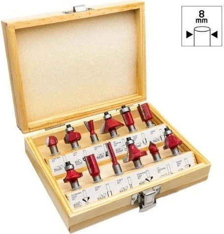 12 Parça Ahşap Freze Seti 8mm Sap