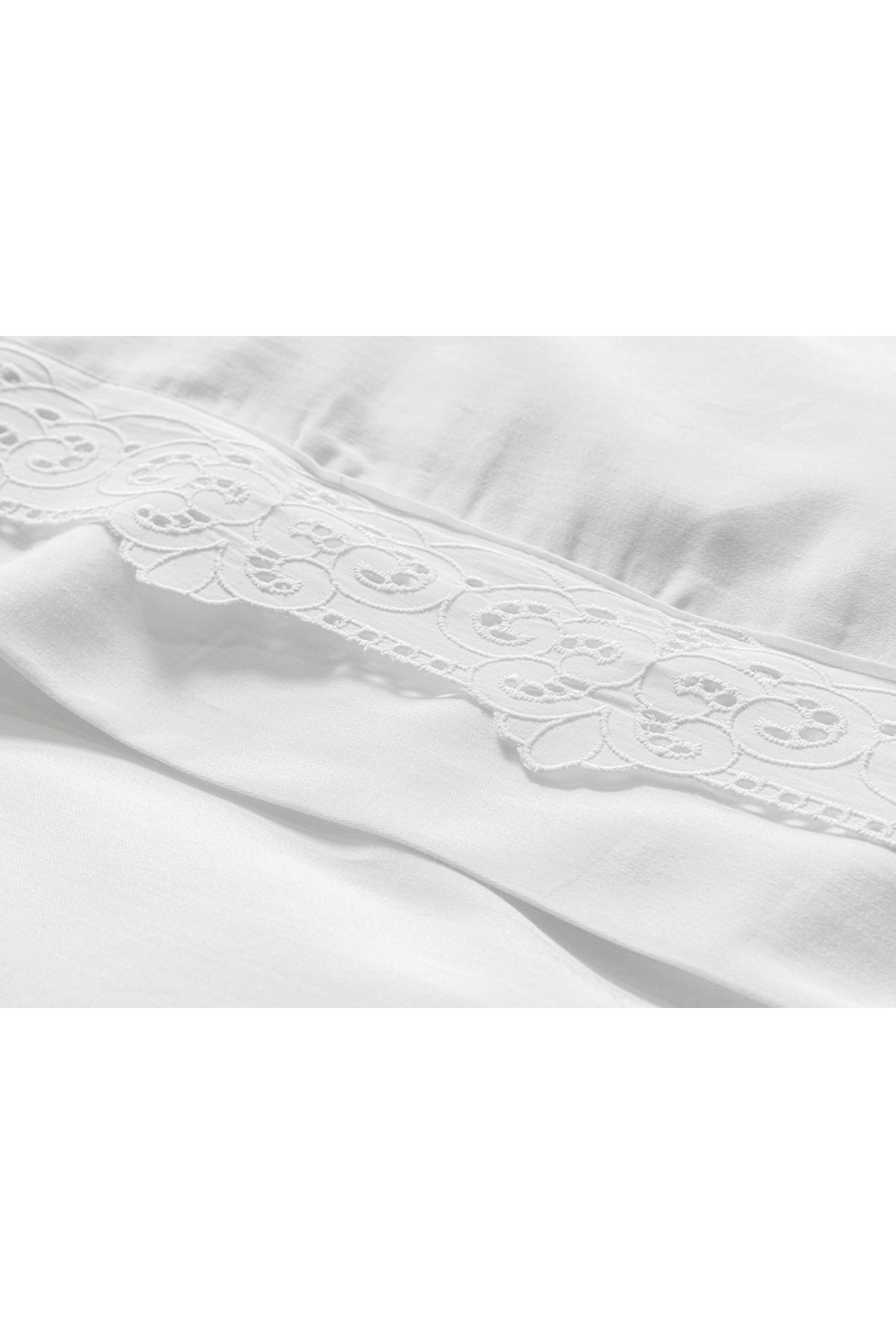 Kiara Brodeli Pamuk Saten Çift Kişilik Nevresim Takımı 200x220 Cm Beyaz
