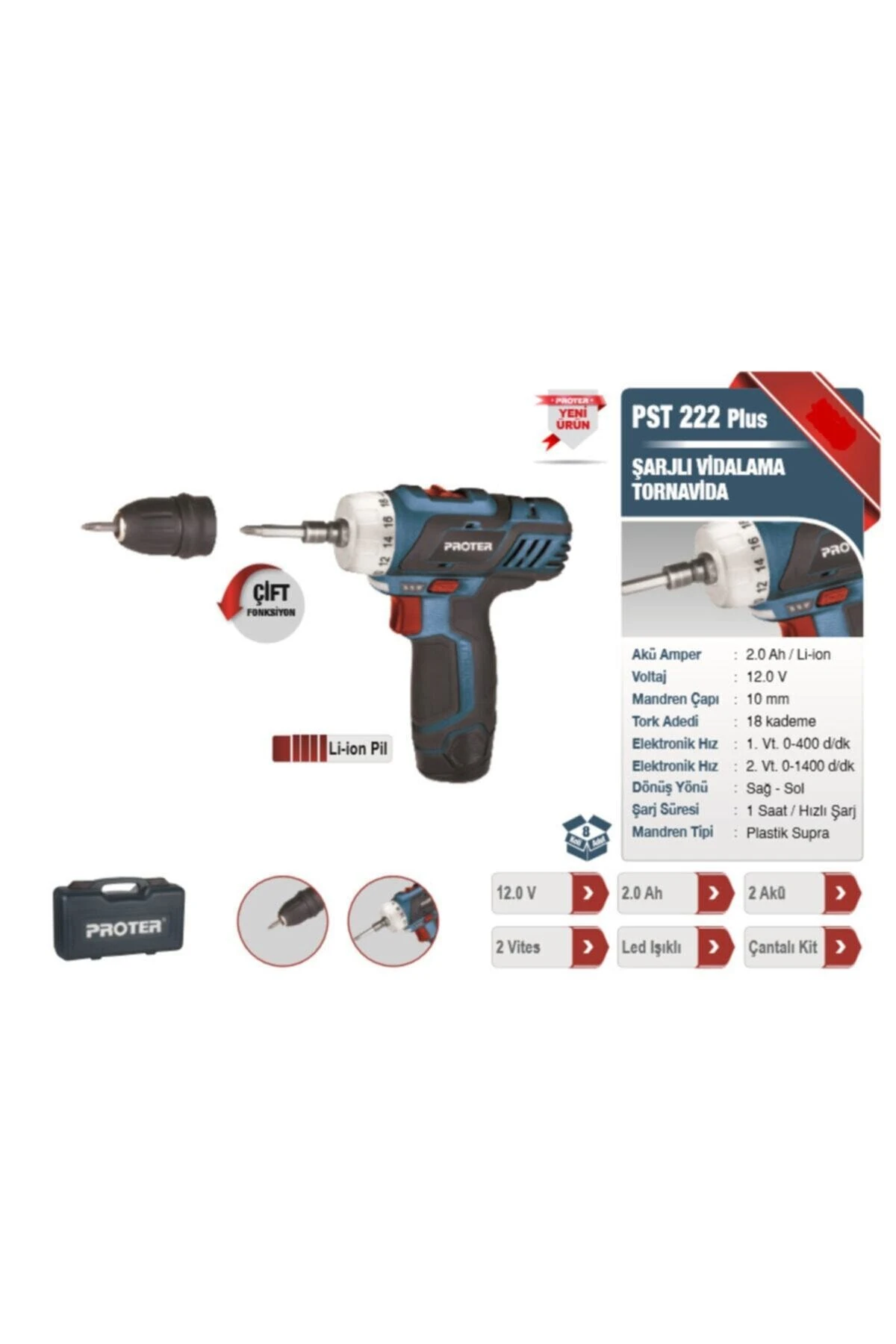 Pst 222 Plus 12v 2.amper Akülü Vidalama