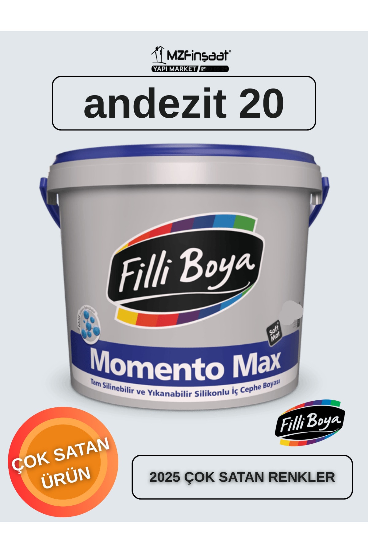 Momento Max Silikonlu İç Cephe Boyası 15L-SİLİNEBİLİR-MAT BOYA-YÜKSEK KAPATICILIK-KOKUSUZ