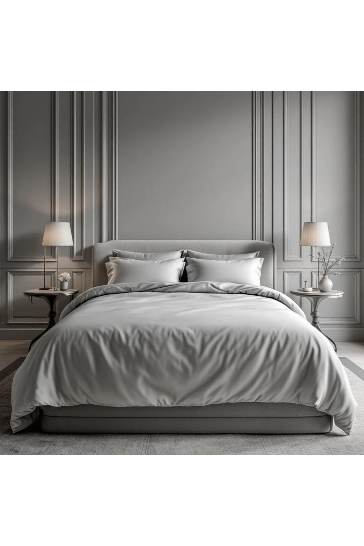 Soho 200 TC Pamuk Perkal King Size Nevresim Seti Gri