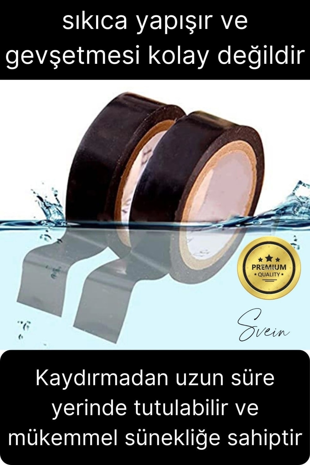 2 Ad. 20 mt Yalıtım Izole Pvc Elektrik Bandı Su Geçirmez Sızdırmaz Koruma Bant Siyah