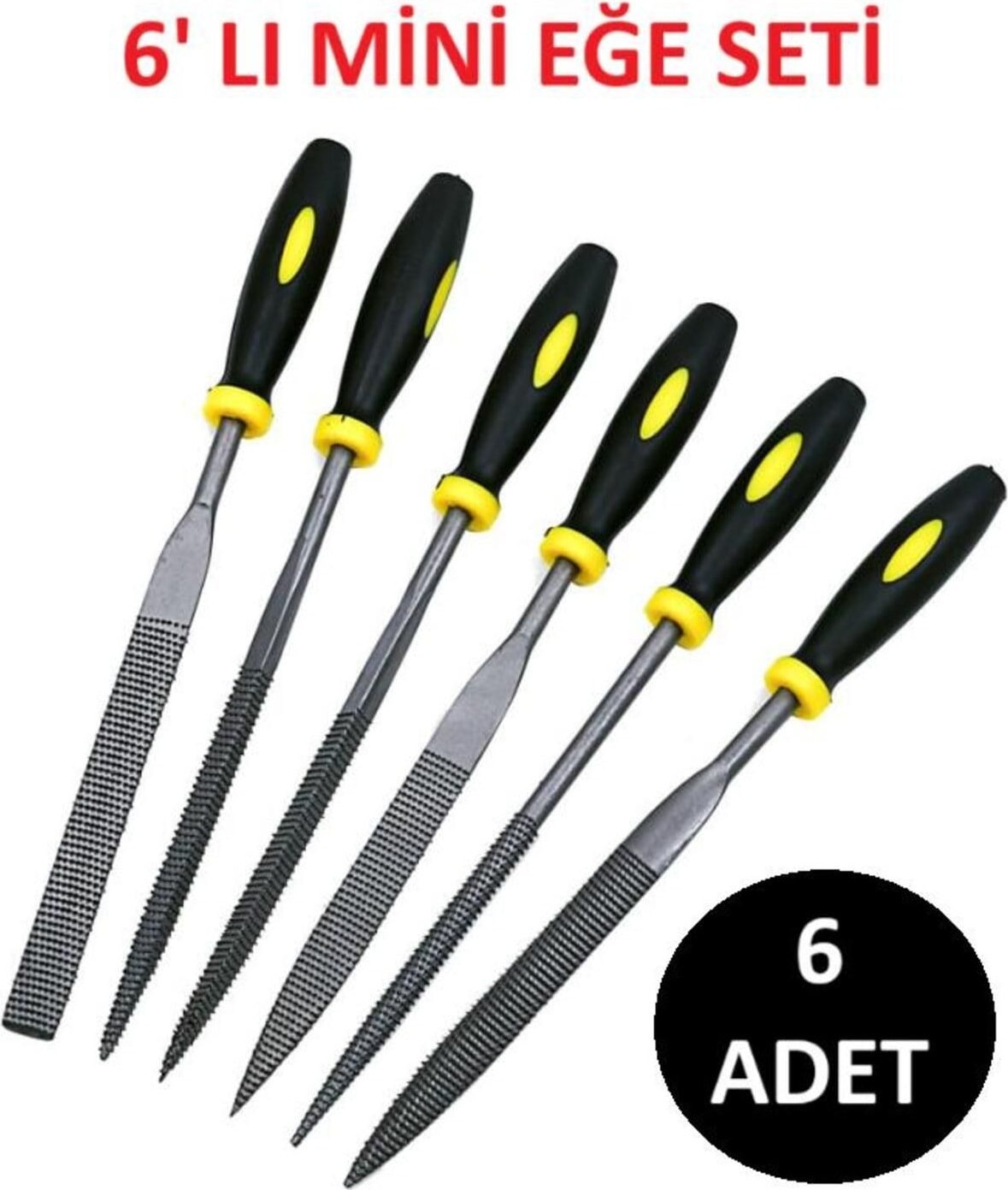 6 Parça Mini Eğe Seti Çelik Törpü Takımı Hobi Seti Düz Yuvarlak Üçgen Eğe Takımı