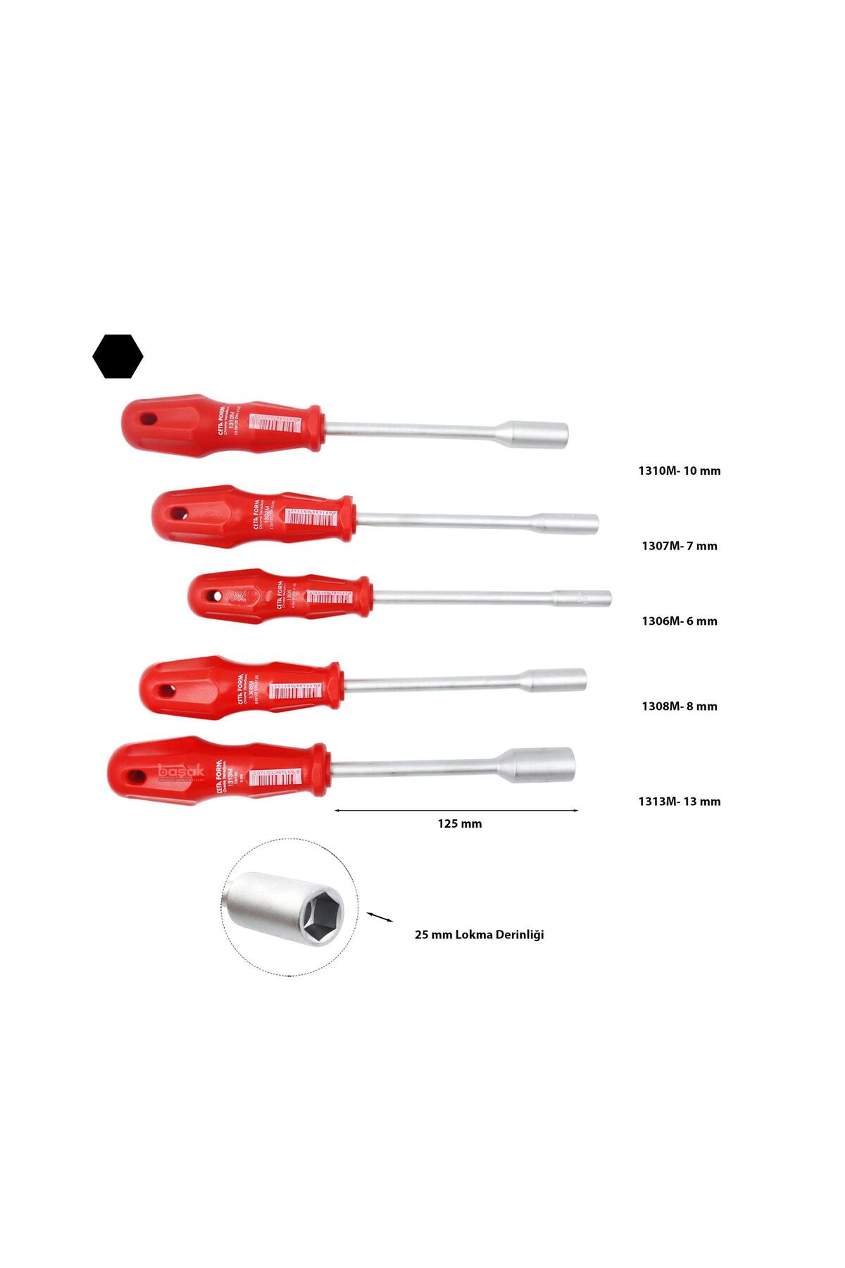CETA FORM 6 - 13mm Lokma Tornavida Takımı 5 Parça 1300m/5st1
