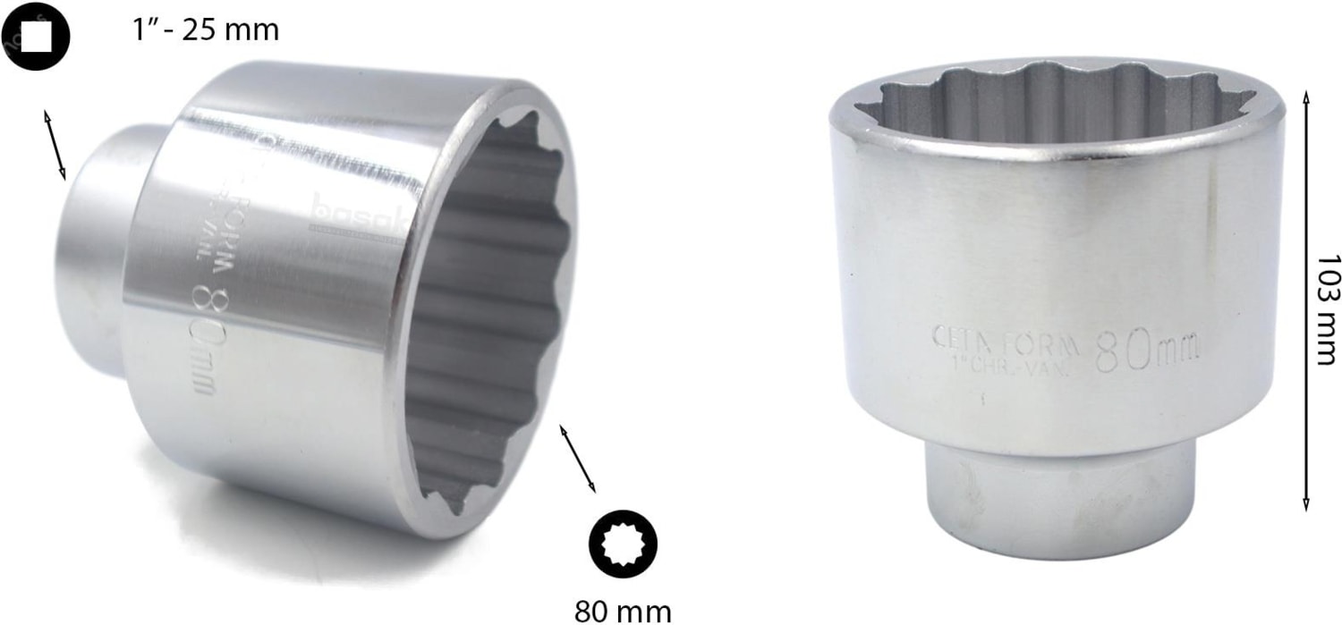 80 mm 1” 12 Köşe Yıldız Lokma Anahtar C42-B80