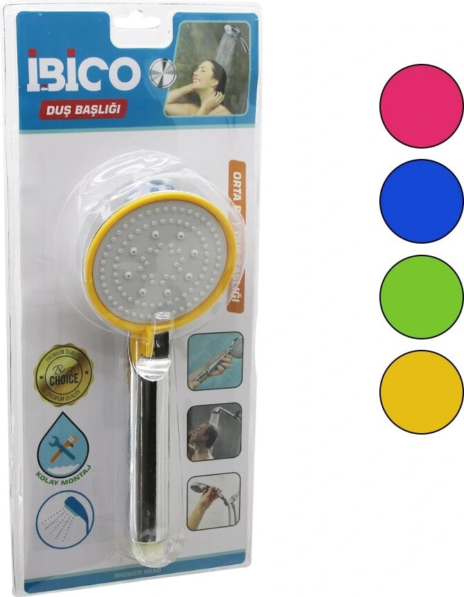 Orta Boy Yuvarlak=8.7cm Duş Başlık Kademeli Vakumlu Krom Gövde-Renk.kenar-Beyaz ZEMİNSAP:14CM (5047)