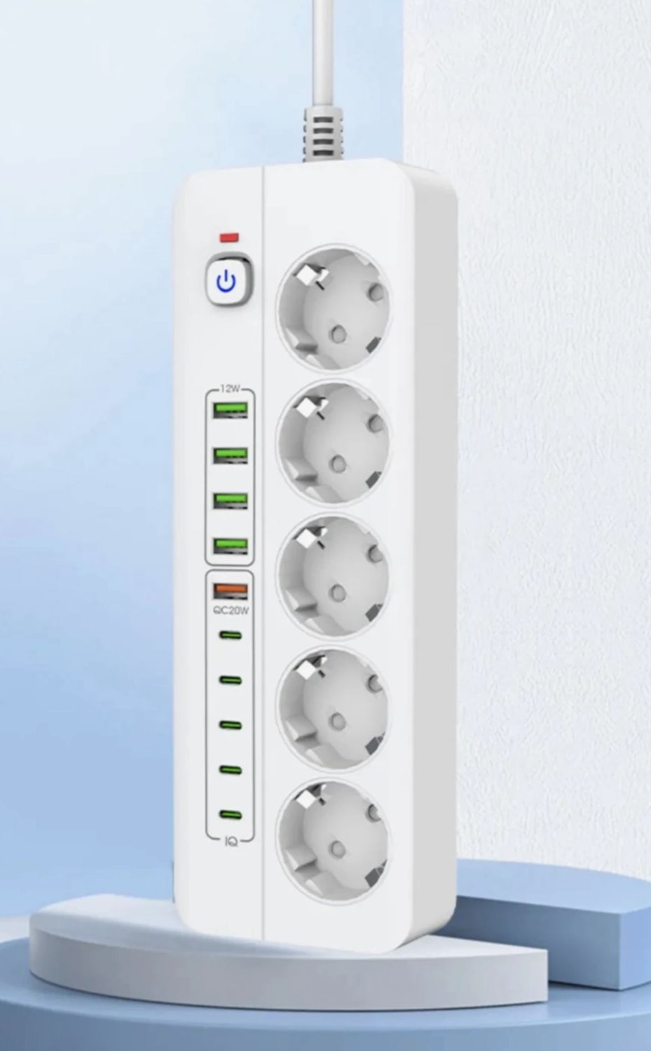 Termal Akım Korumalı Çocuk Kilitli 5 Priz / 5 USB / 5 Type-C Girişli 2 M Kablolu Priz